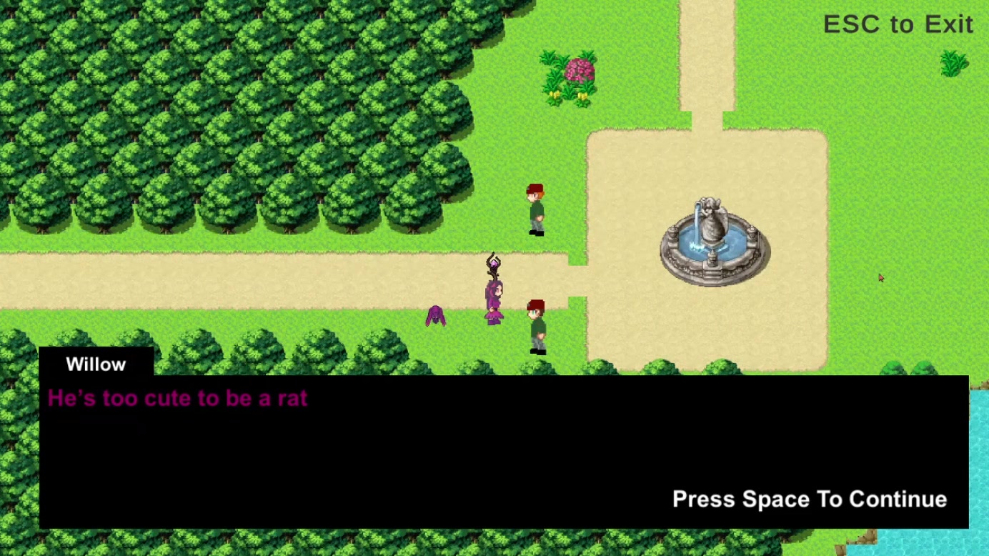 Willow speaking with a character in the village